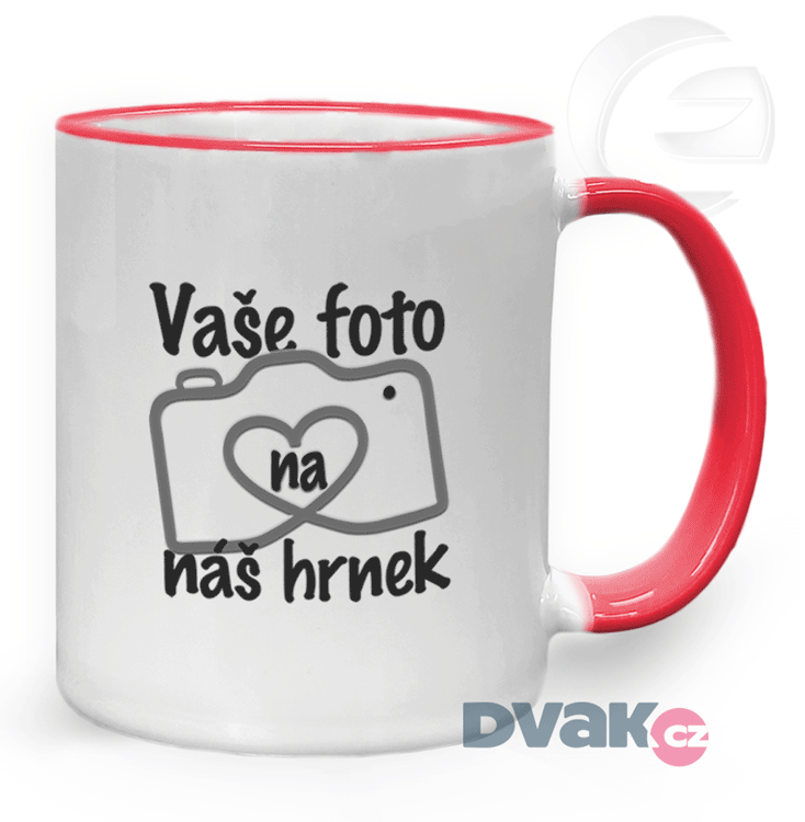 Hrnek bílo/červený s potiskem
