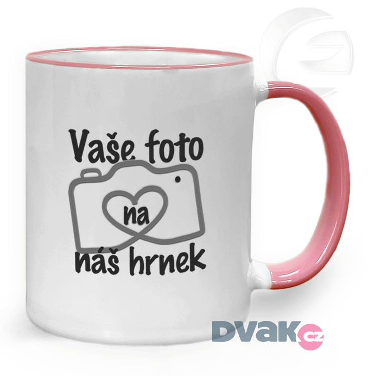 Hrnek bílo/růžový s potiskem