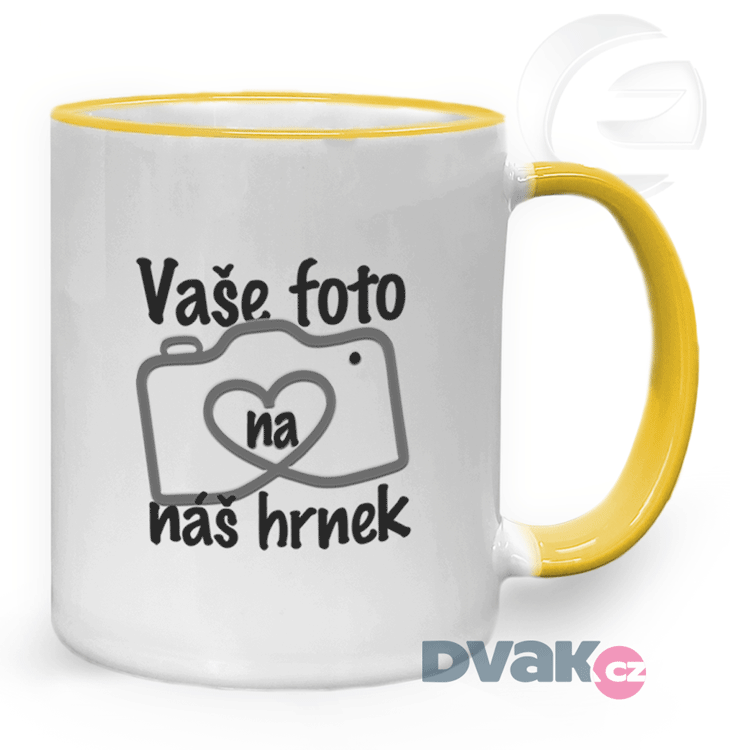 Hrnek bílo/žlutý s potiskem
