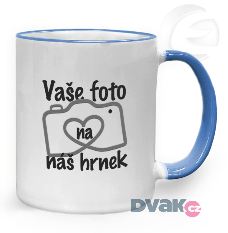 Hrnek bílo/sv.modrý s potiskem