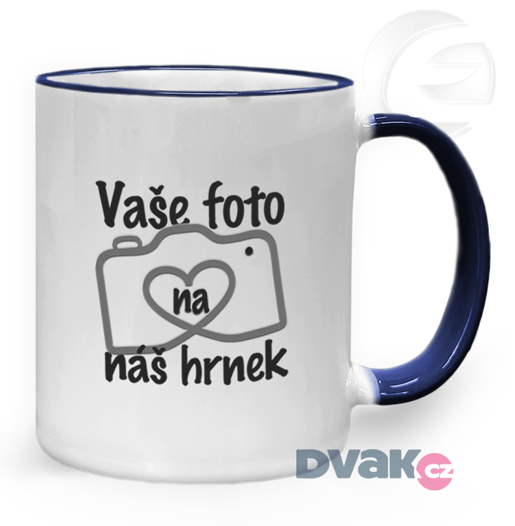 Hrnek bílo/tm.modrý s potiskem