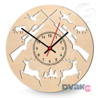 Dřevěné nástěnné hodiny - Myslivost